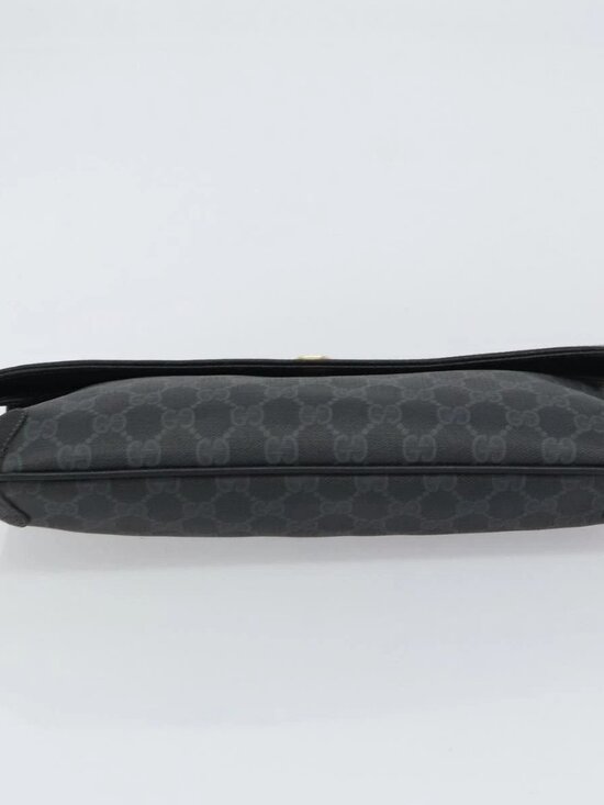 GUCCI GG Supreme Clutch Bag PVC Leather Black Gold 89 02 075 Auth 159284 - Picture 6 of 16